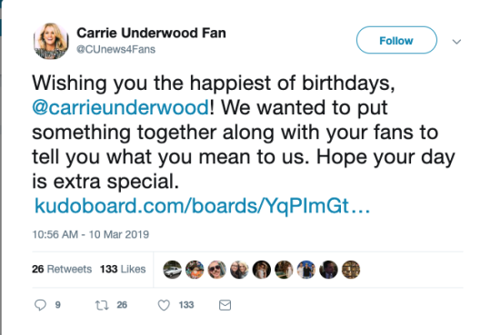 wishing carrie underwood a happy birthday with a group ecard from fans
