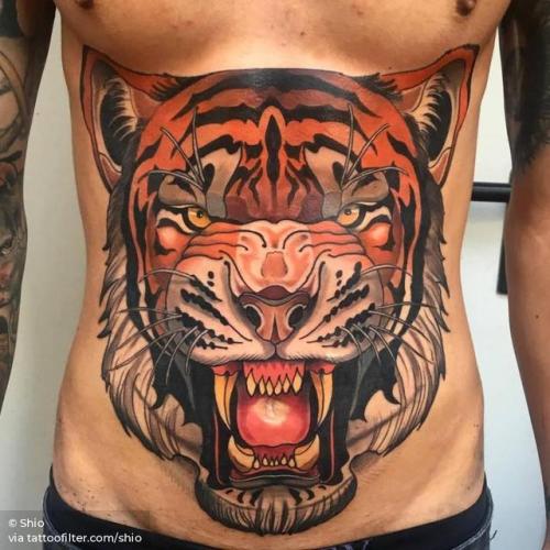 Tiger on Stomach by Shane Heisler TattooNOW