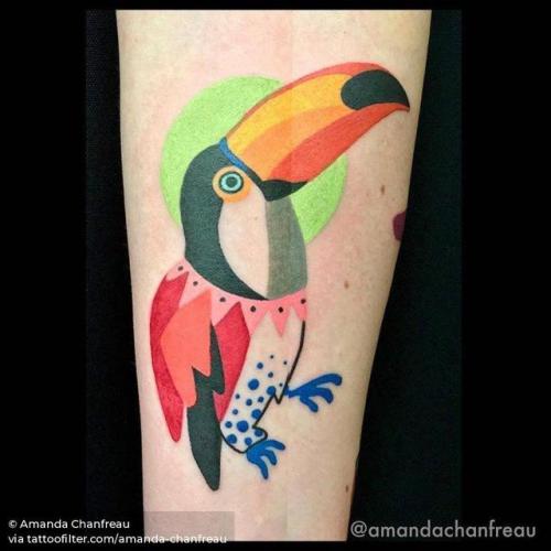 By Amanda Chanfreau, done at Malört Tatuering and underjordisk... amanda chanfreau;animal;bird;toucan;facebook;tropical;nature;twitter;inner forearm;medium size;illustrative