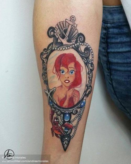 By Andrea Morales, done at 958 Tattoo, Granada.... little mermaid;andreamorales;ariel;fictional character;big;disney;women;cartoon;facebook;twitter;inner forearm;mermaid;mythology;other;film and book;disney character;cartoon character