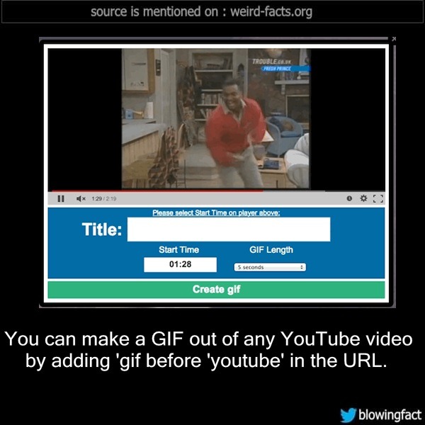 Weird Facts You Can Make A Gif Out Of Any Youtube Video By