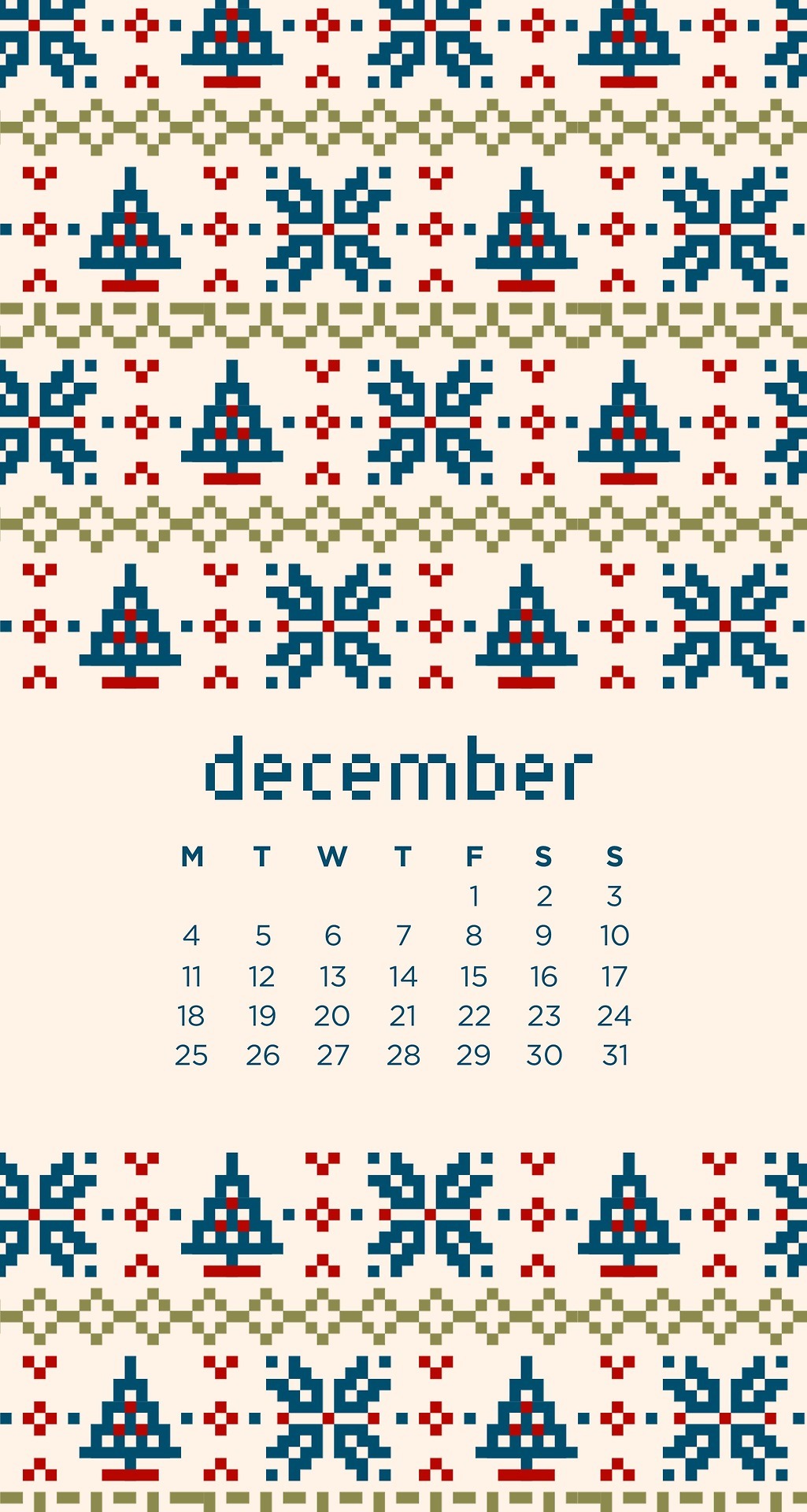 Emma S Studyblr December Christmas Knitted Pattern Phone