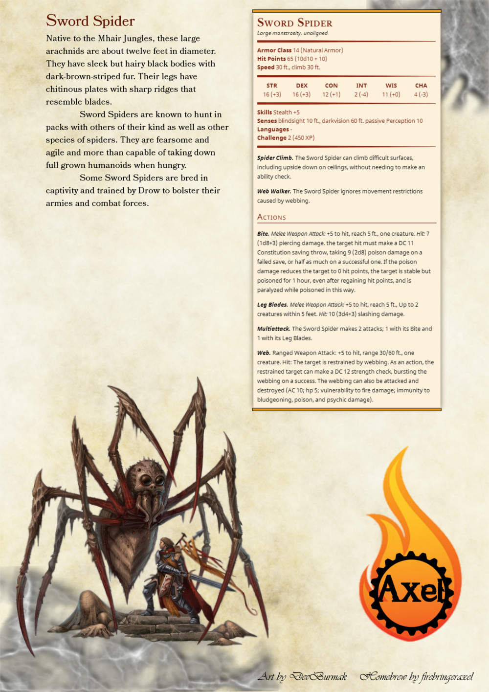 Firebringeraxel's Creations — The Sword Spider. A classic from the ...