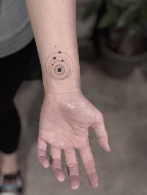 By Jo Ink, done at Jo Ink Tattoo, Seoul. http://ttoo.co/p/138723 small;astronomy;line art;solar system;tiny;joink;ifttt;little;inner forearm;illustrative