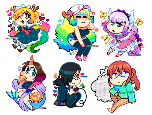 Chibi Dragon Maid stickers I made for a local con!These can all...