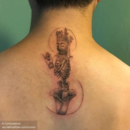 By Comotattoo, done in Seoul. http://ttoo.co/p/28520 single needle;character;como;facebook;buddhist;upper back;twitter;medium size;buddha;religious