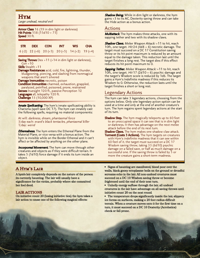 DnD 5e Homebrew — Book of Beautiful Horrors Monsters by Regerem