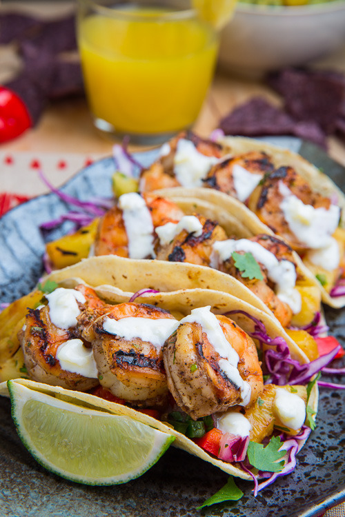 foodsforus:Jerk Shrimp Tacos with Pineapple Salsa