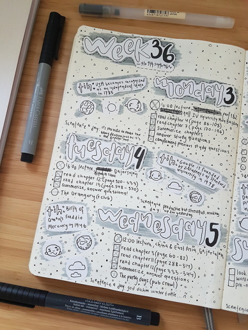 humanstudyblr:September week 36 spread 1 - Gray swipes and...