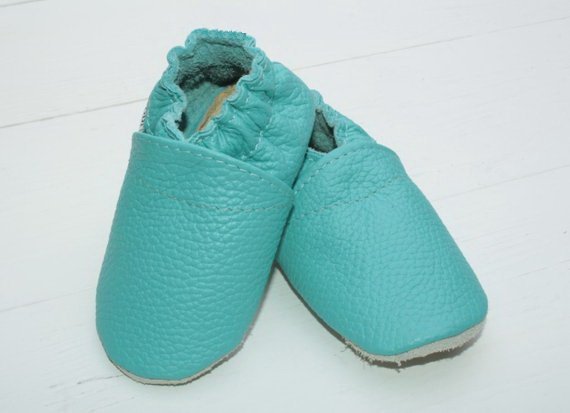 turquoise baby shoes