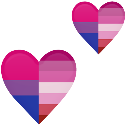 caduceusangels:some bisexual/lesbian solidarity heart emojis i...