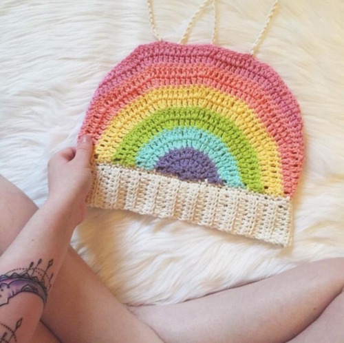 lunarknitsbylori:In honor of pride month, my rainbow crop top...