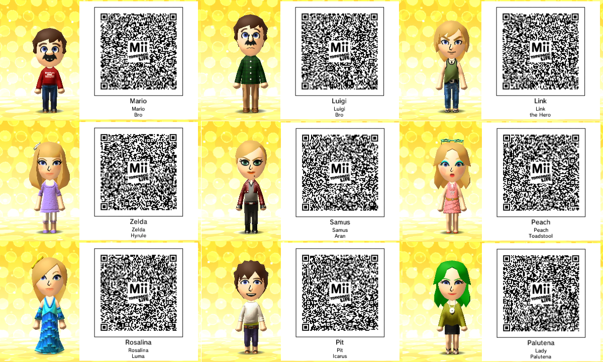 tomodachi life qr codes video game characters