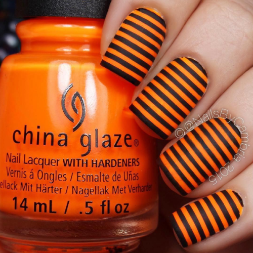 nailpornography:Halloween Stripes