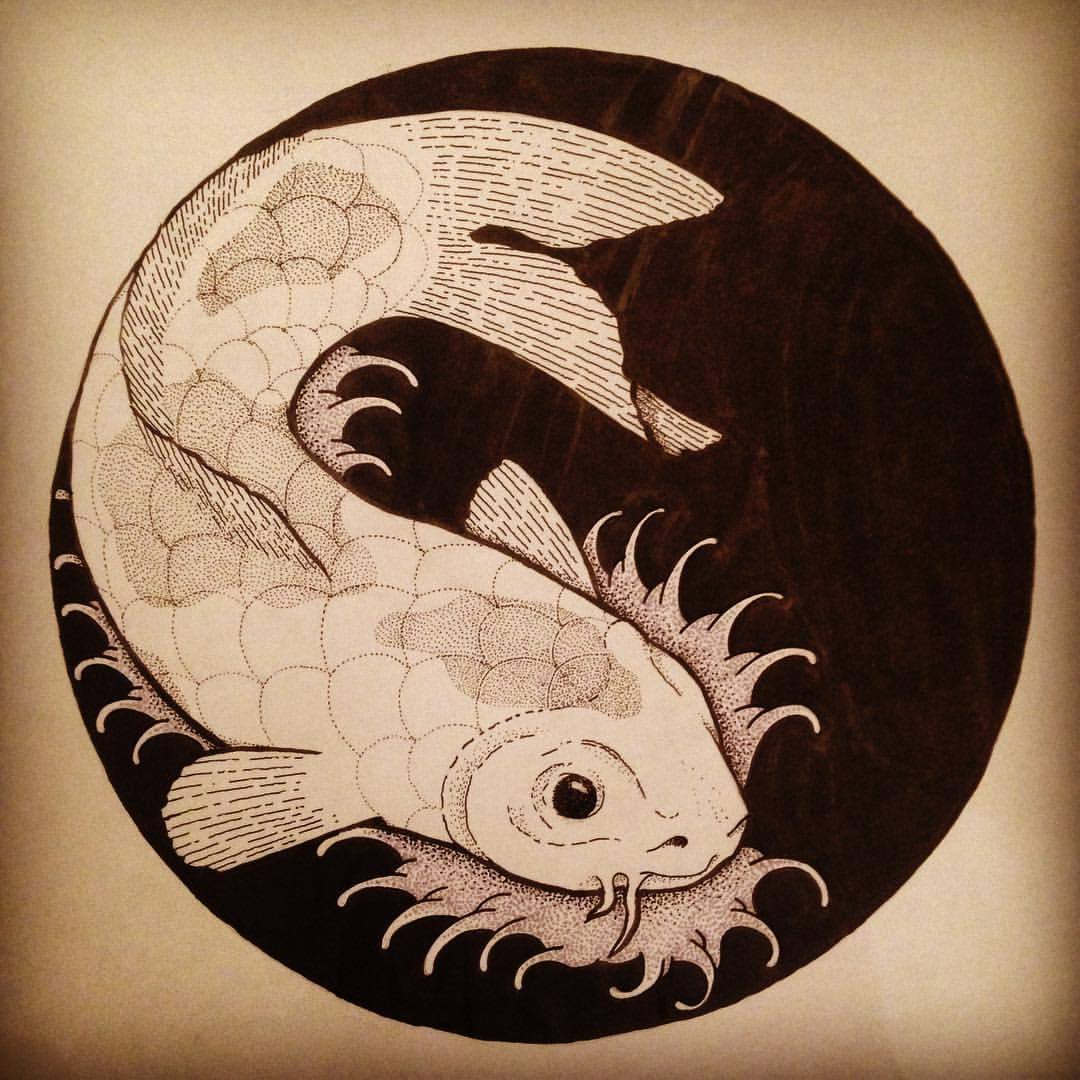 Done: stencil for a koi tattoo. #iblackwork...