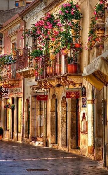 Beautiful balconies in Sicily, Italy