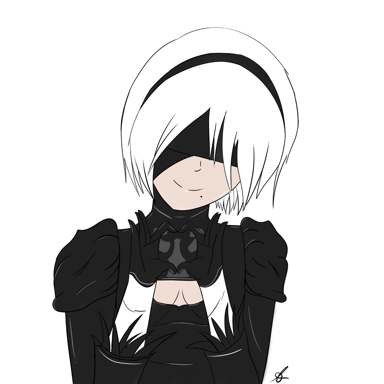 oxxfan's art lab — finally got myself to draw 2B. turned out pretty...