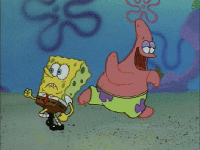 spongebob: Spongebob And Patrick Running From Sandy Gif