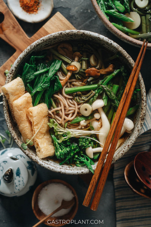 vegandelights:Vegan Soba Noodle Soup (Sansai Soba)This soba...