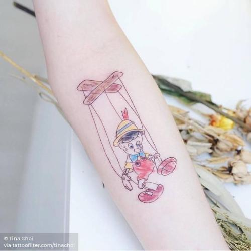 By Tina Choi, done at Hello Tattoo, Hong Kong.... small;the adventures of pinocchio;fictional character;tiny;cartoon;tinachoi;ifttt;little;inner forearm;medium size;film and book;pinocchio