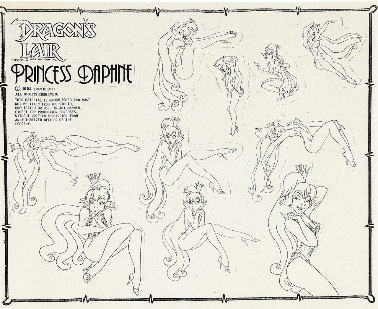 Cels and model sheet of Princess Daphne from... Malt's