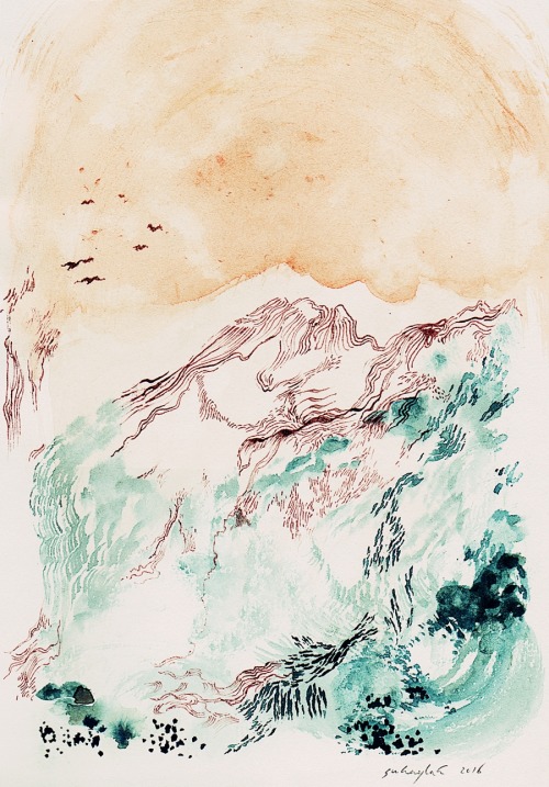 suhaylah:untitled, mountainswatercolour & ink on...