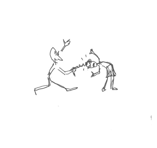 <p>He is pulling her hair</p>
<p>© James Kenyon 2013</p>