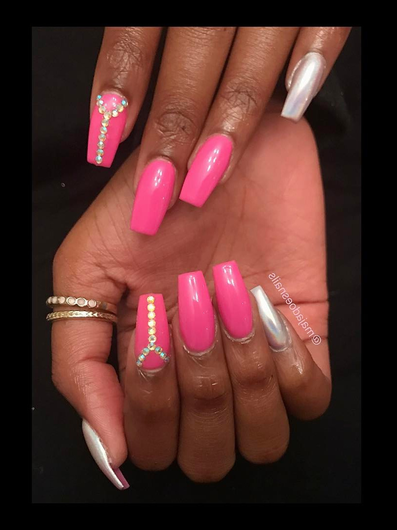 princess nails, spa nails, fancy nails, ingrown fingernail, long acrylic nails Birthday Nails! Pink Nails | Holographic and Swarovski Crystal Accents 