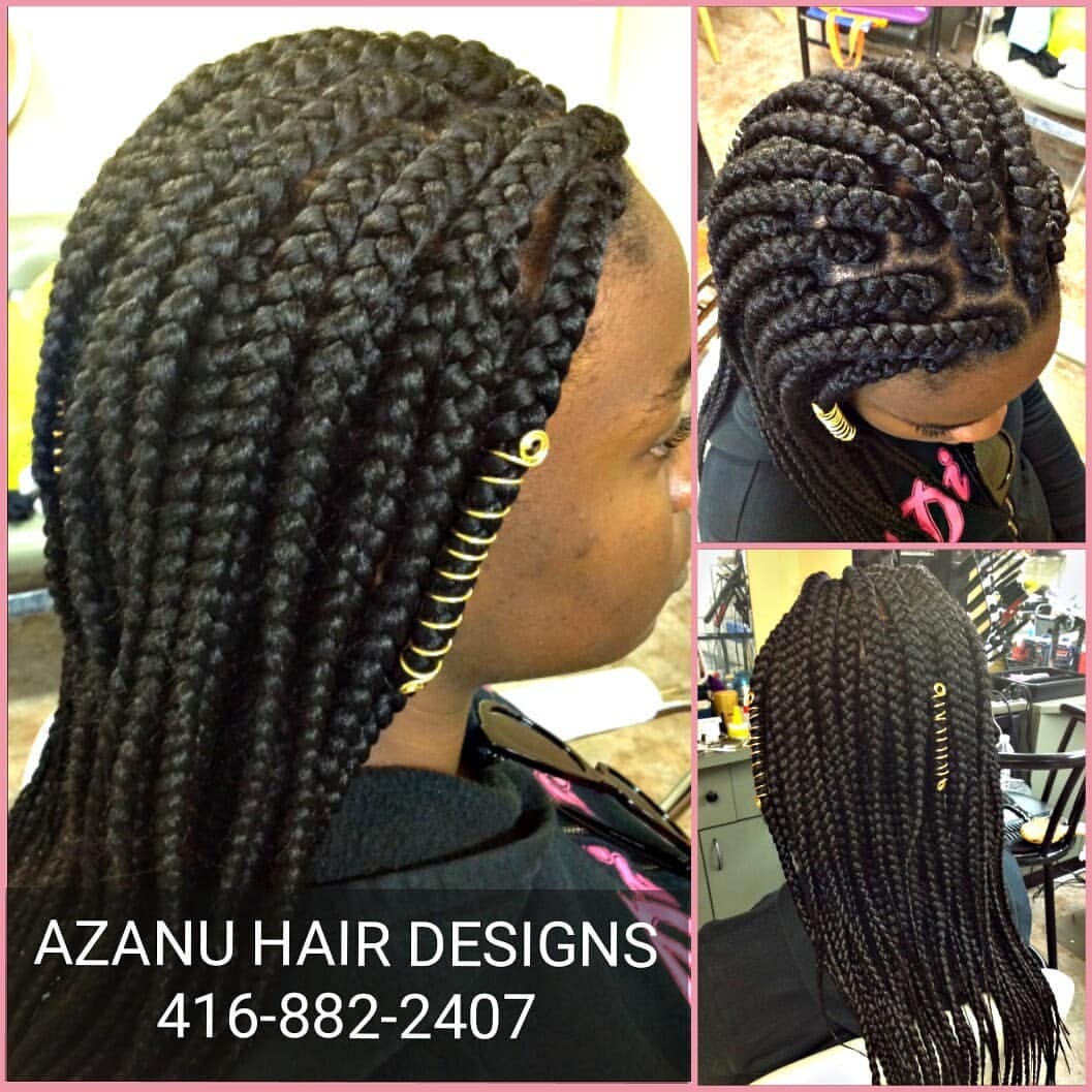 Azanu Hair Designs 416 882 2407 Box Braids With Spiral