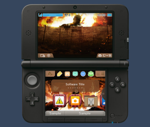 “Free” Attack on Titan theme with 40 game ⊟ I&hellip; Tiny Cartridge 3DS