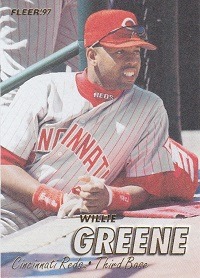 Pokey Reese autographed baseball card (Cincinnati Reds SC) 1997 Fleer #686