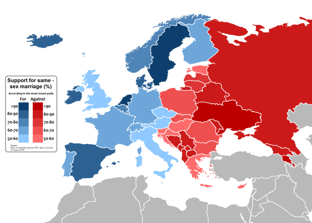 Support For Same Sex Marriage In Europe Maps On The Web 7954