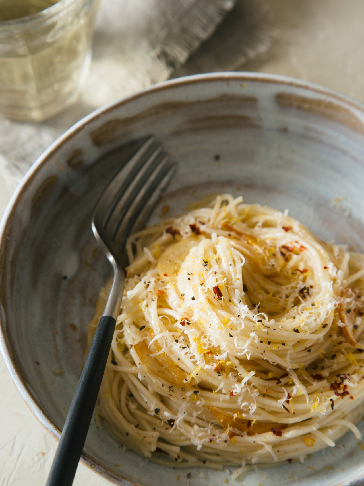 Capellini with Garlic Lemon and Parmesan