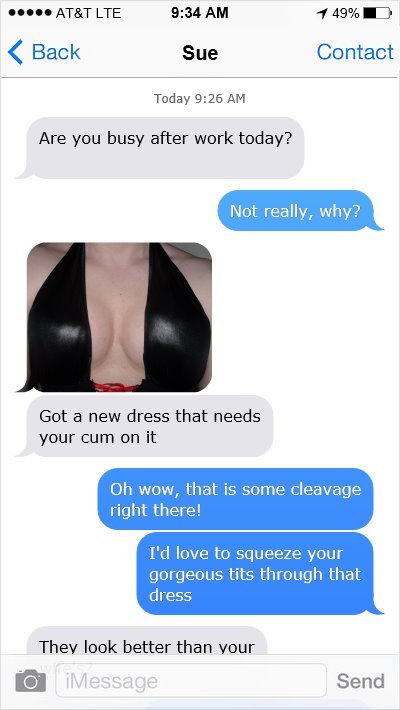 naughtypeopletexts:More Sue.I like it when she so horny that...