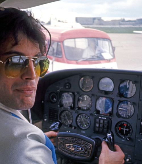 fuckyeahmercury:Freddie in the cockpit of a planePhoto taken...