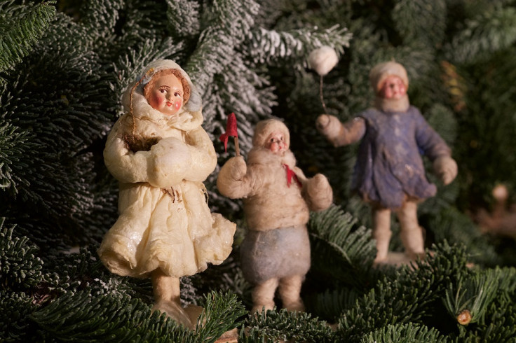 Vintage Soviet spun cotton tree ornaments. I love the little pioneer boy!