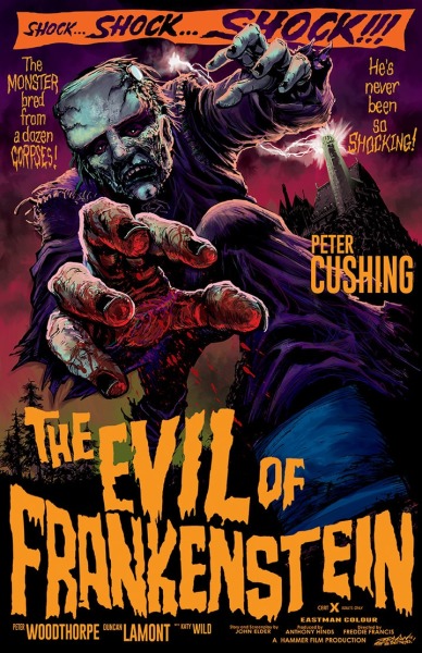 The evil of Frankenstein horror movie poster print