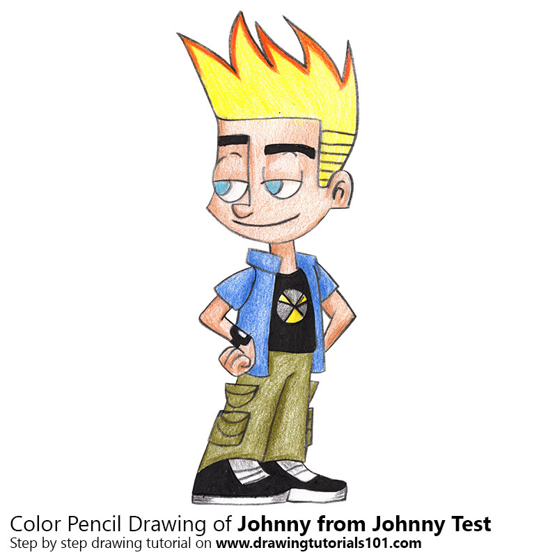 • Johnny from Johnny Test with Color Pencils