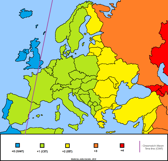 european time zones map