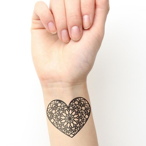 Heart shaped mandala temporary tattoo, get it here ►... heart;ornamental;mandala;love;temporary;sacred geometry
