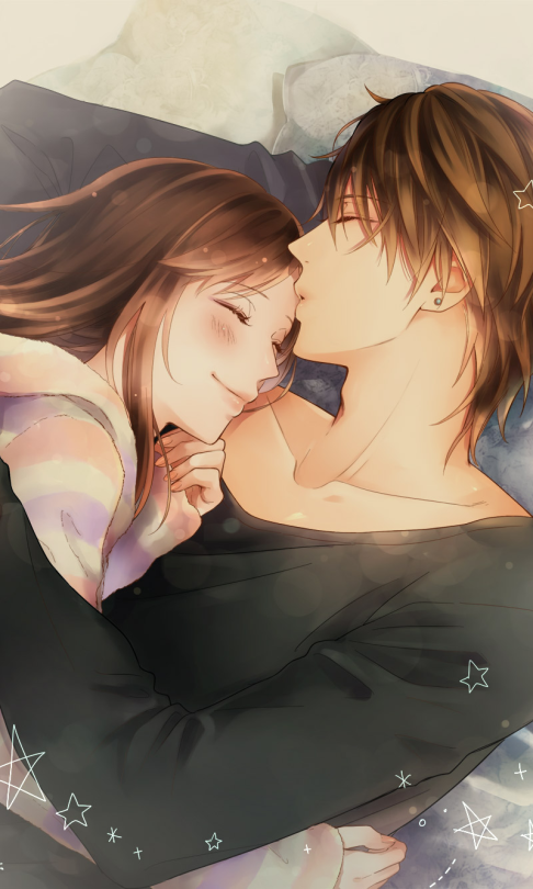 Anime guy comforting girl