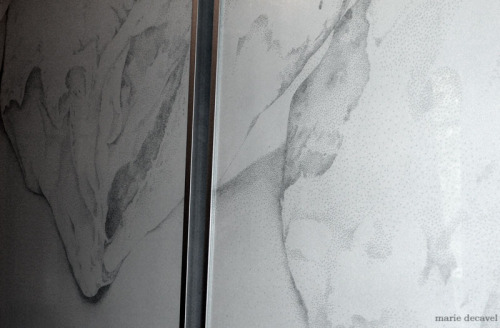 Paysage par Marie Decavel encre sur bristol 150x100cm
