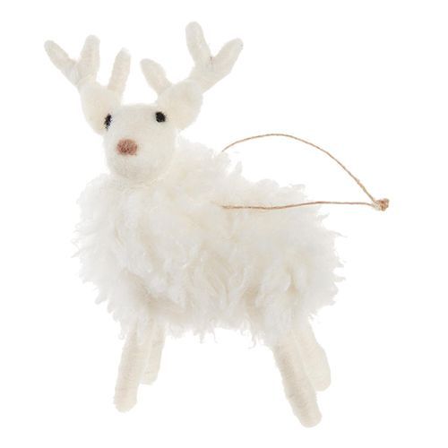 white ornament World Market White Wooly Deer Ornament white ornament World Market White Wooly Deer Ornament