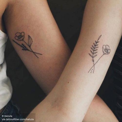 By Kalula, done at Fine Line Tattoos, Melbourne.... flower;small;matching;tiny;sister;hand poked;ifttt;little;matching sister;nature;poppy;illustrative;fine line;kalula;family;matching tattoos for siblings;line art;inner arm