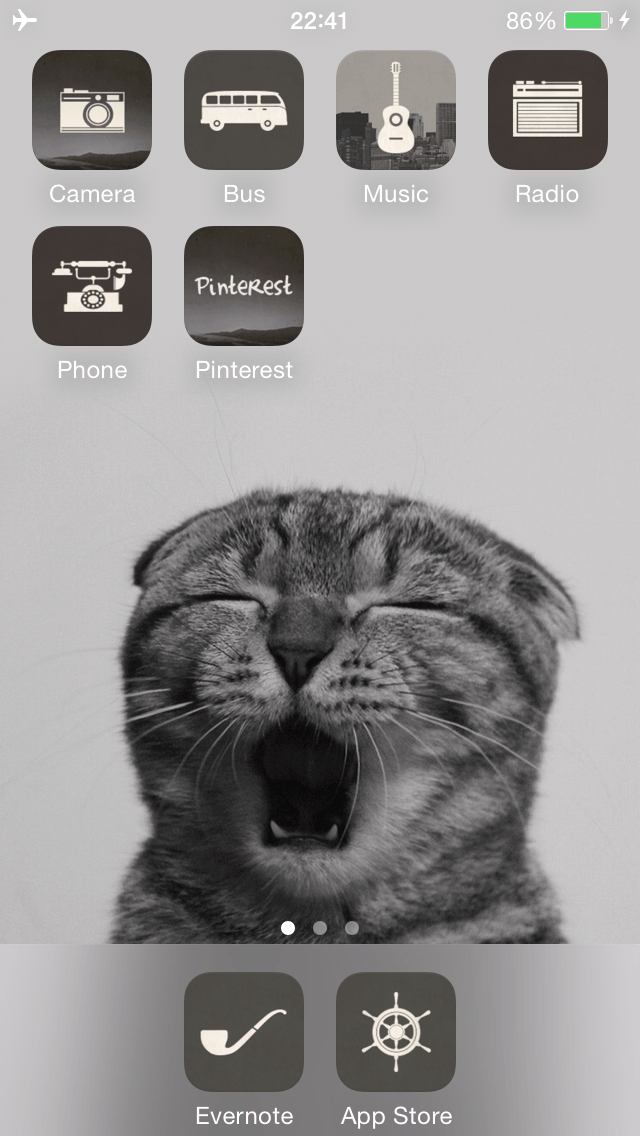 Line Deco Yawning Cat Use Set Screen What A Cute Cat