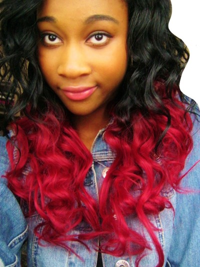 Red Dip Dye Weave Tumblr