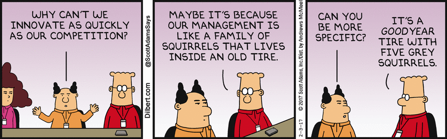 Dilbert: Family Of Squirrels In A Tire by Scott Adams