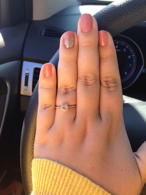 Engagement shoot nails with my new ring!