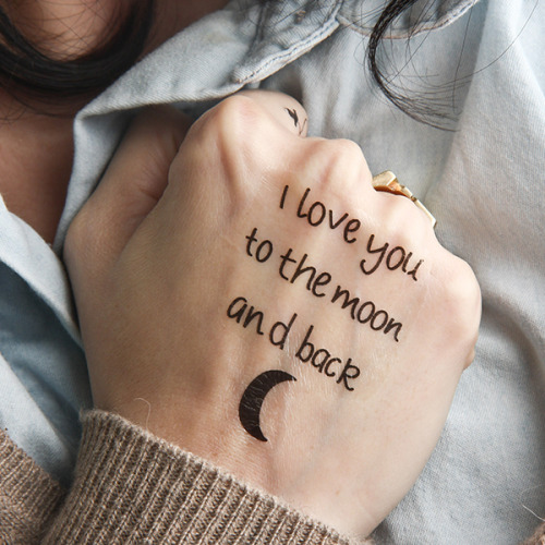 “I love you to the moon and back” temporary tattoo, get it here... english tattoo quotes;i love you to the moon and back;temporary;quotes