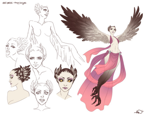 My original harpy designs for Lady Castle issue 3…